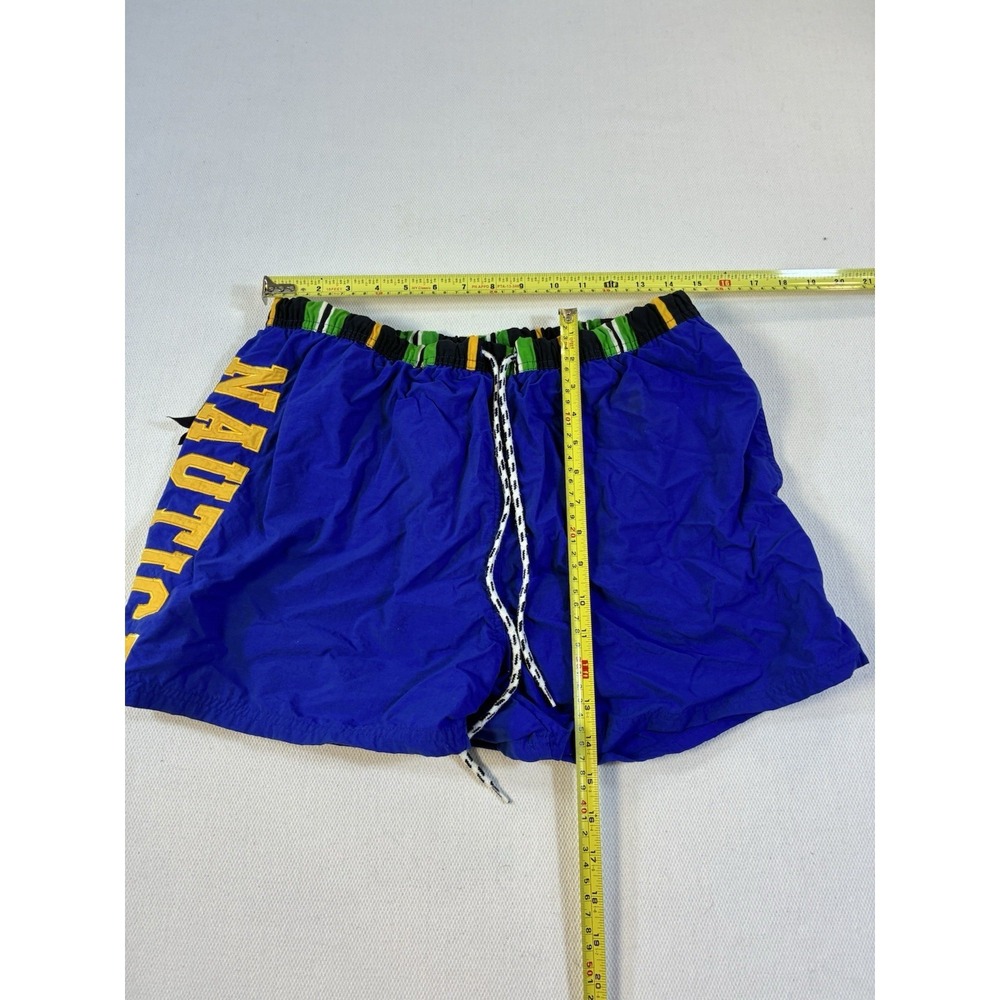 Vintage Nautica‎ Men's Spell Out Swim Trunks Blue Yellow Green Medium - Picture 7 of 7